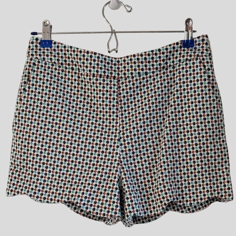 Anthropologie Patterned Scallop Hem Shorts Textured Print Size 4